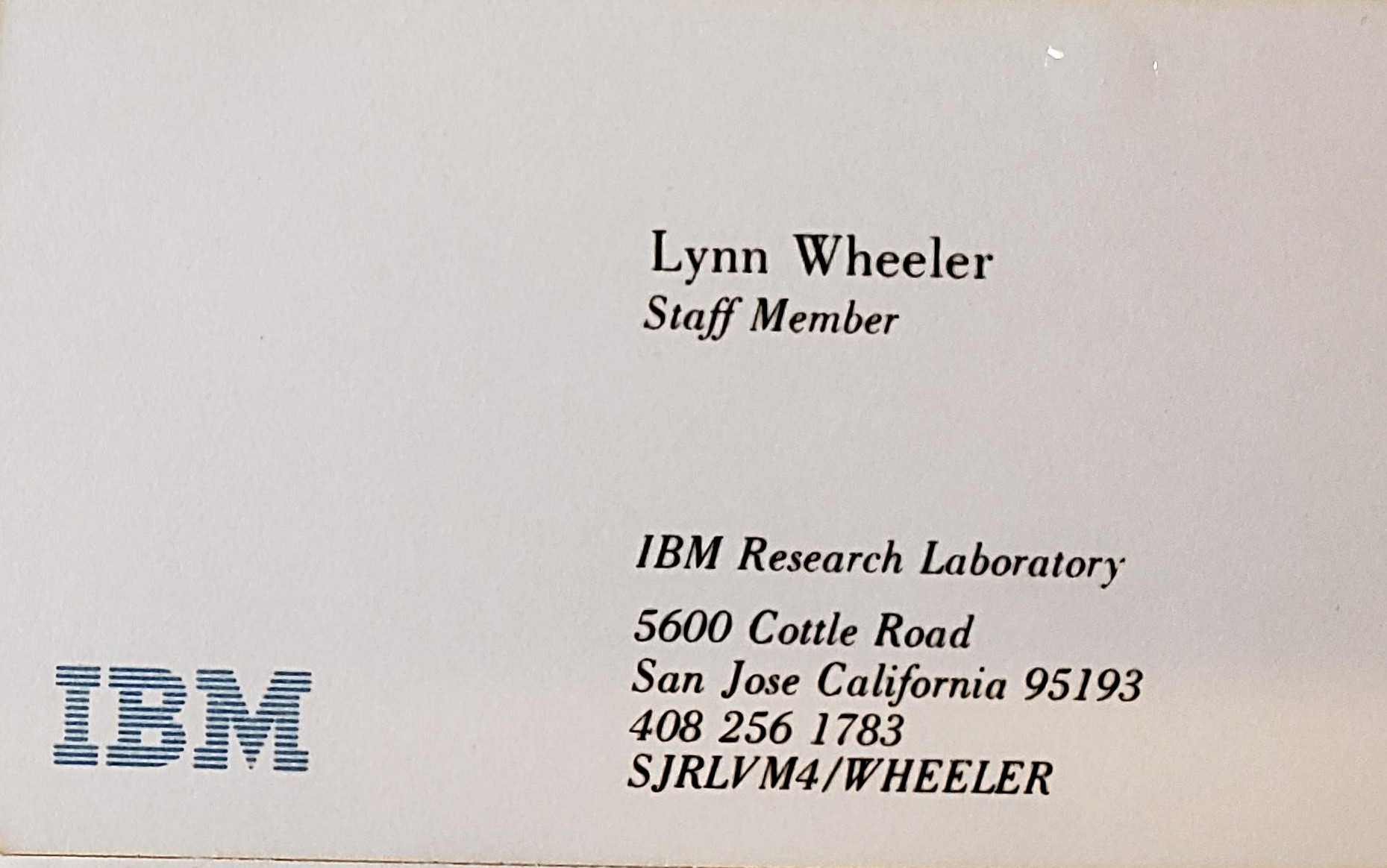 SJRL IBM business card